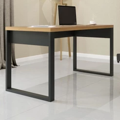Mesa Escrivaninha 100% Mdf Industrial Concept 135 Cm Freijó/Preto Fosco - Panorama Móveis