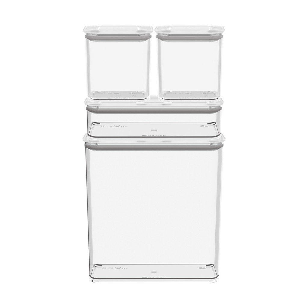 Conjunto 4 Potes Herméticos Coza Modo Cor Cristal - Potes Modulares em Oferta na Shopee