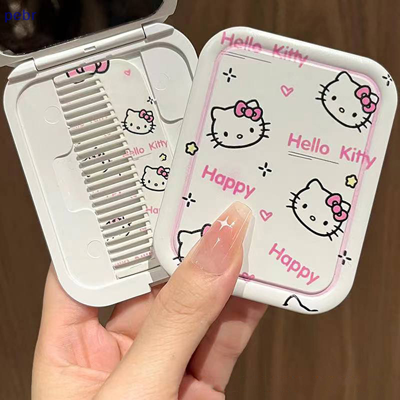 [Sanrio Hello Kitty Mini Kawaii Espelho De Maquiagem Dobrável Com Portátil Fofo Para Mulheres Ferramenta Manual Meninas [feng]