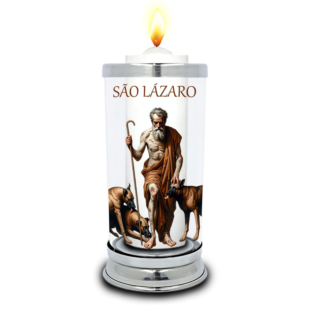 Protetor de Velas 7 dias imagem São Lázaro Copo Vidro