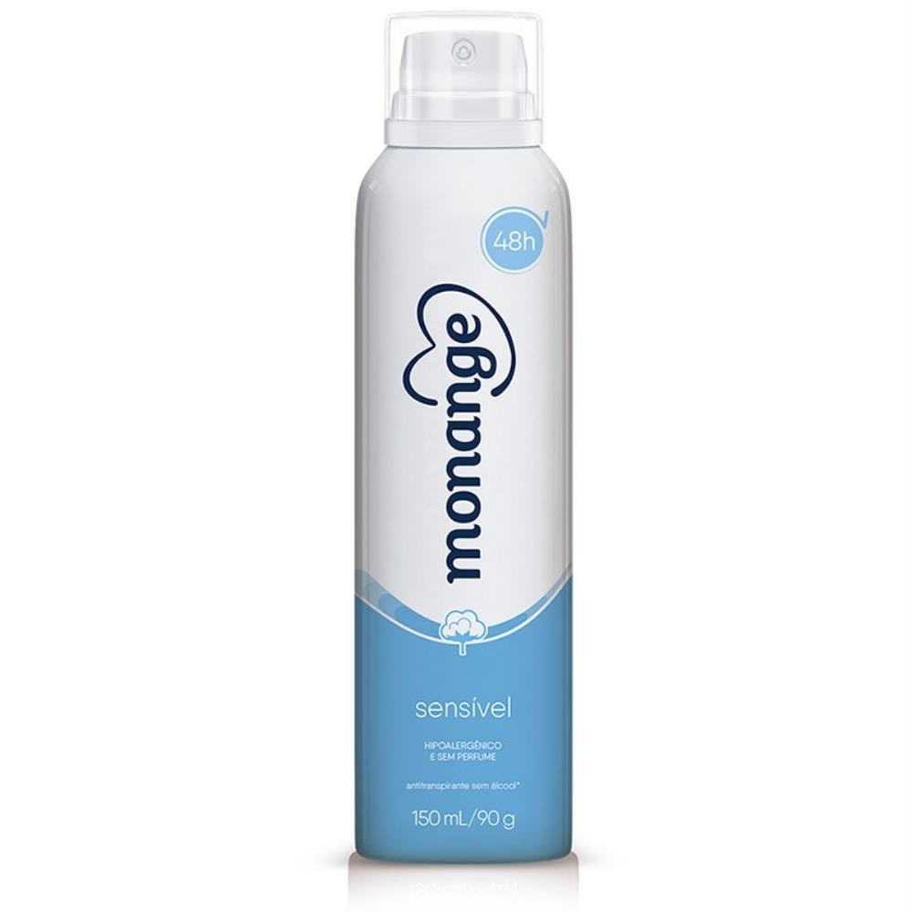 MONANGE DESODORANTE AEROSSOL SENSÍVEL SEM PERFUME COM 150ML em Oferta na Shopee