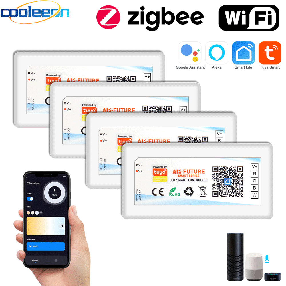 Controlador de Fita LED 5V/12V/24V Tuya Zigbee/WiFi Dimmer para Compatível com Alexa e Google Home