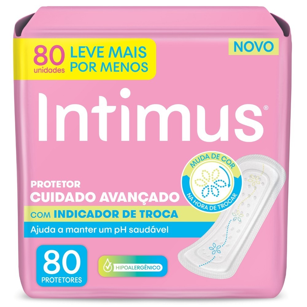 Protetor Diário Intimus® com indicador de troca 80 Un em Oferta na Shopee