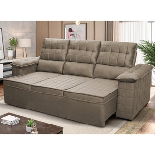 Sofá Retrátil Reclinável 4 lugares 2,30m Quantum Suede Velut Tabaco - King House em Oferta na Shopee