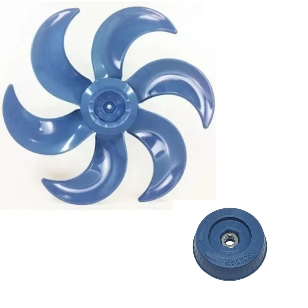 Kit Calota Trava Botão e Hélice Para Ventilador Mondial de 40 cm de 6 Pás Azul