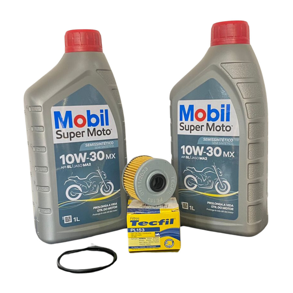 kit Troca Oleo 10w30 Semi-Sintético Mobil Filtro Moto Honda CB XRE NX 300 400 CRF 250 Tornado Falcon Twister em Oferta na Shopee