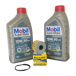 kit Troca Oleo 10w30 Semi-Sintético Mobil Filtro Moto Honda CB XRE NX 300 400 CRF 250 Tornado Falcon Twister