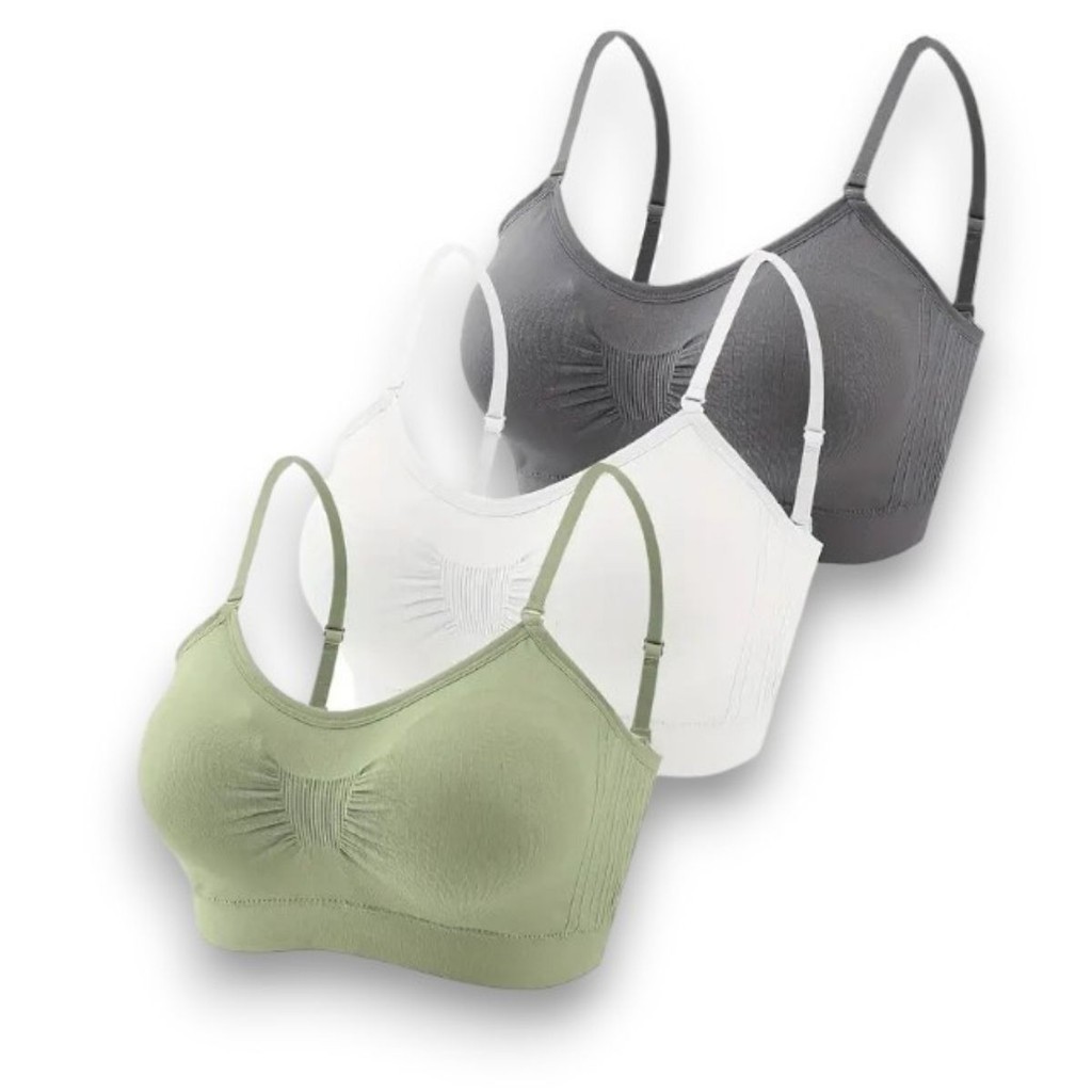Kit 3 Tops Academia de Microfibra com Fecho e Alça Ajustável Dia a Dia