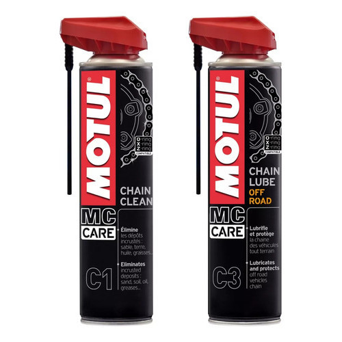 KIT MOTUL MC CARE C1 CHAIN CLEAN + C3 CHAIN LUBE em Oferta na Shopee