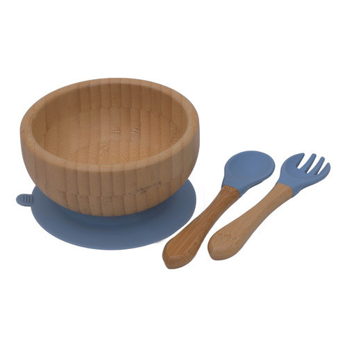 Jogo Para Refeição Infantil Com Ventosa em Bambu e Silicone Com Bowl e Talher  5646 em Oferta na Shopee