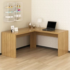 Mesa para Escritório Angular Amendoa Me4116 - Tecno Mobili