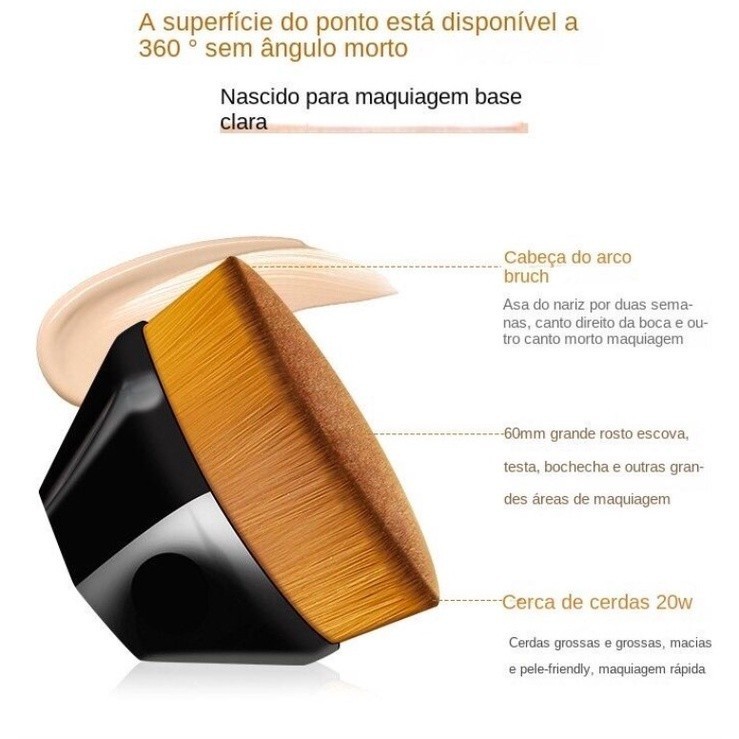 ANA 1108 Pincel Hexágono Adequado Para Base, BB Cream/Blush Em Pó/Maquiagem Facial/Preto · foto 2