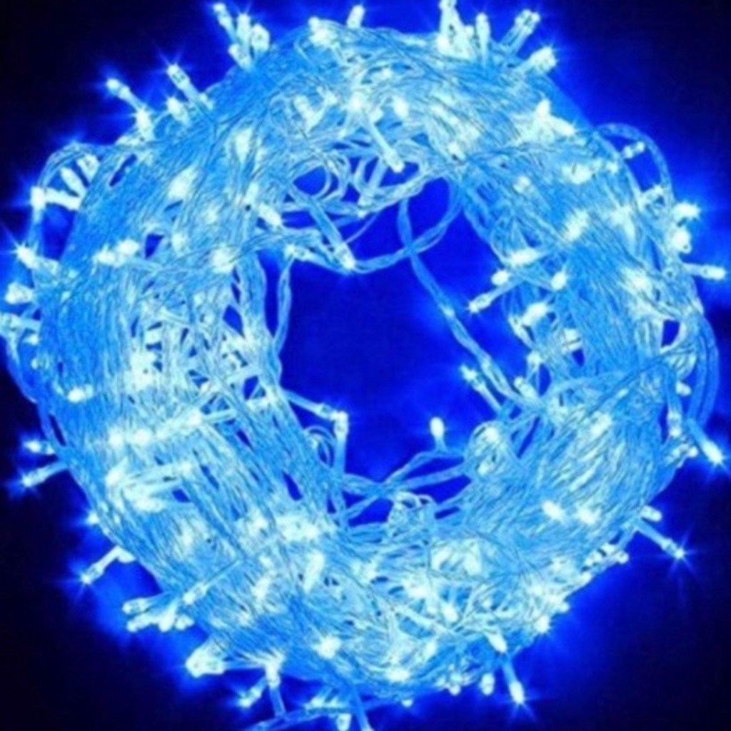 Pisca Pisca AZUL - 100Leds - 220V - 5.8W - 20mA - 10 Metros Fio transparente COD: 1043