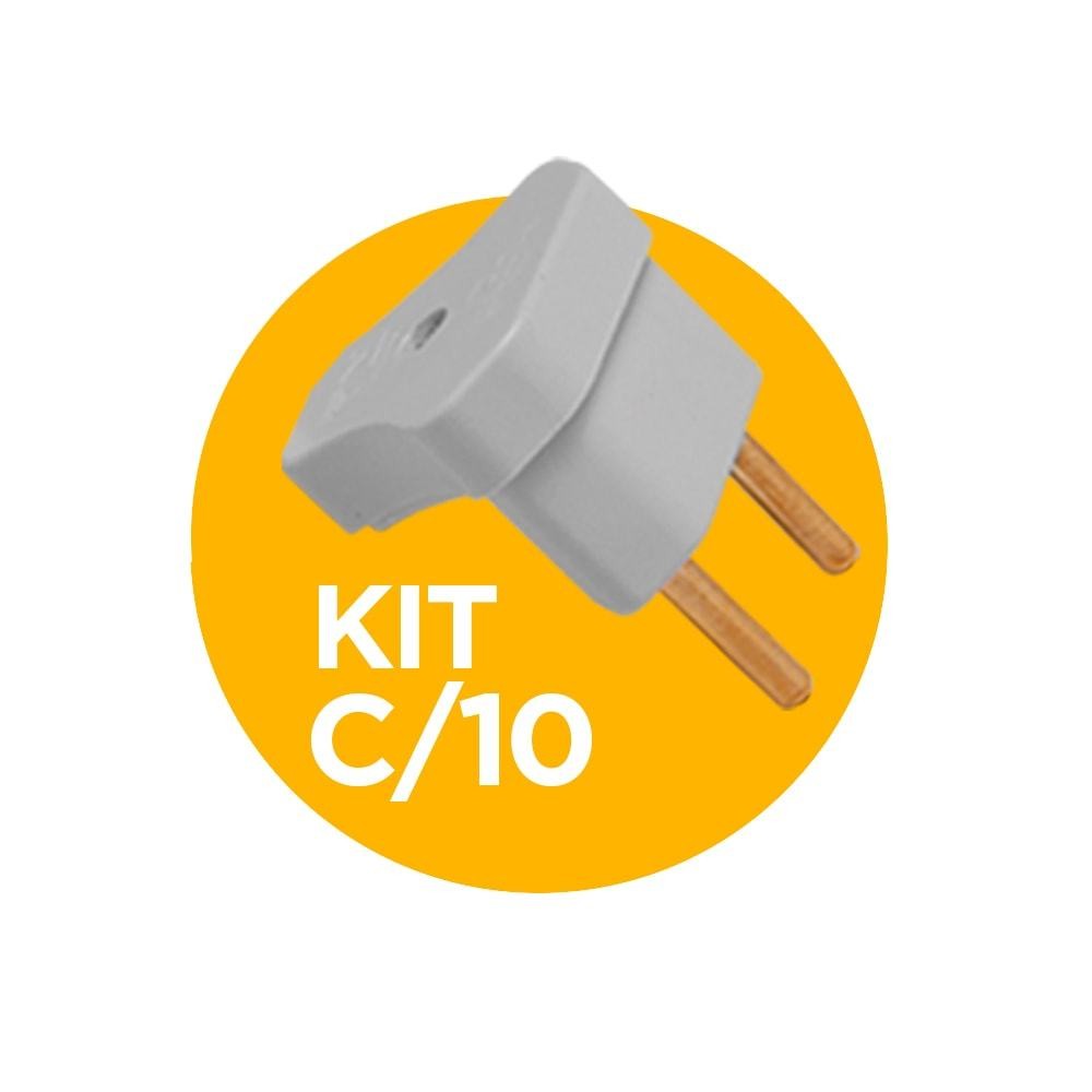 Pacote com 10 Plug 2 Pinos Macho Triangular 10A Ilumi em Oferta na Shopee