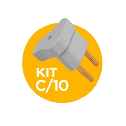 Pacote com 10 Plug 2 Pinos Macho Triangular 10A Ilumi