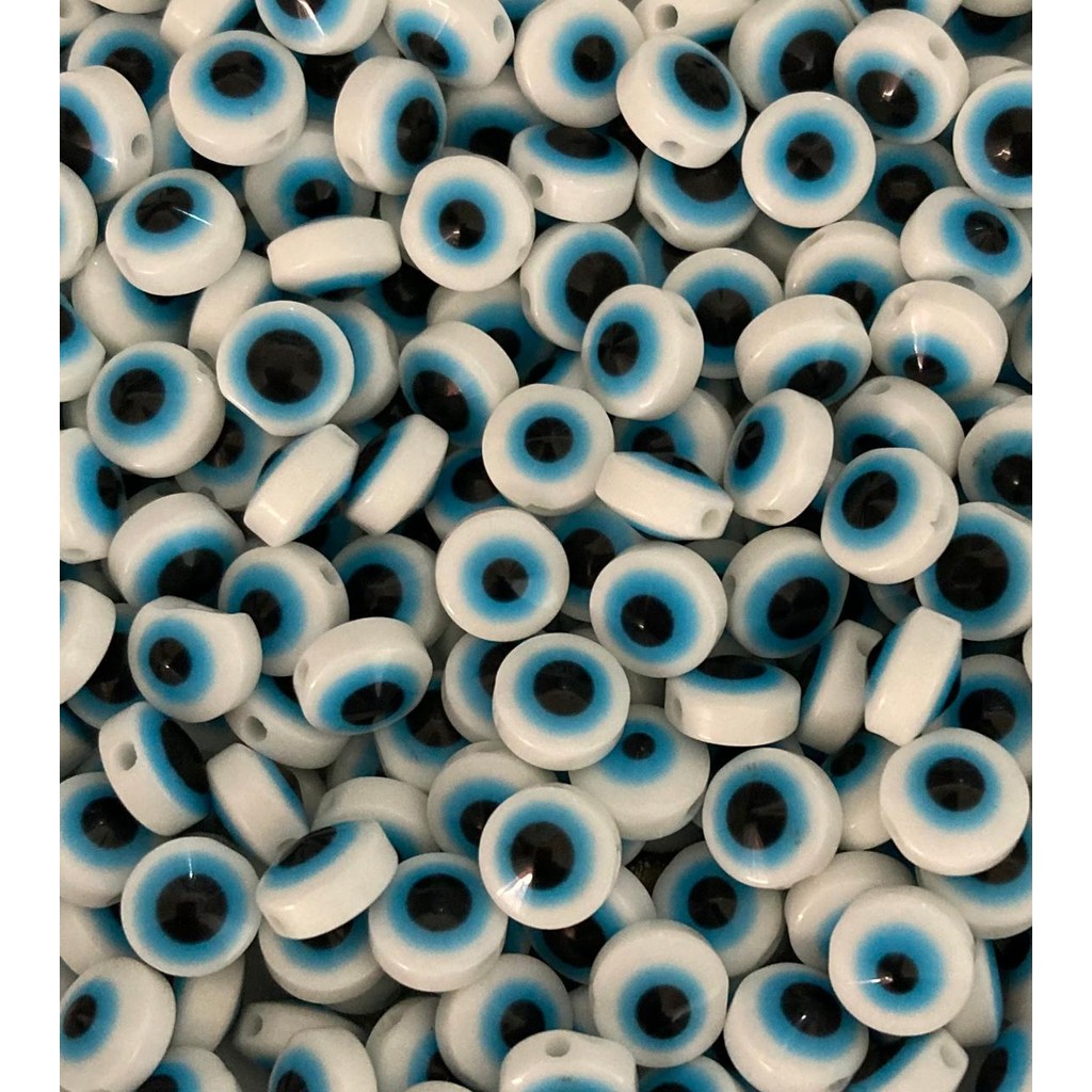 Miçanga de Olho GregoAchatado Para Entremeio 8mm 50/100/200 em Oferta na Shopee