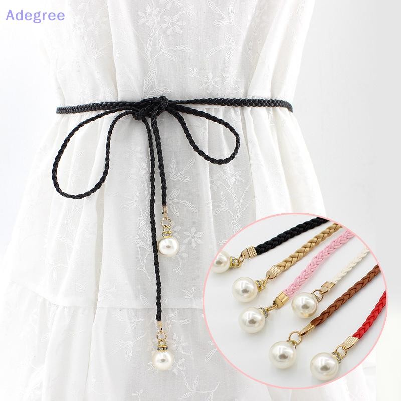 Adegree Criativo Cinto Fino Simulado Pérola Elástico Cintos De Cintura Feminino Vestido Saia Decoração Presente Novo