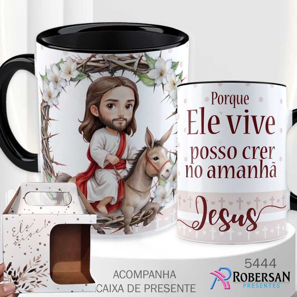 Caneca Páscoa Xícara Cristã Porcelana Jesus Cristão Infantil Personalizada 325ml em Oferta na Shopee