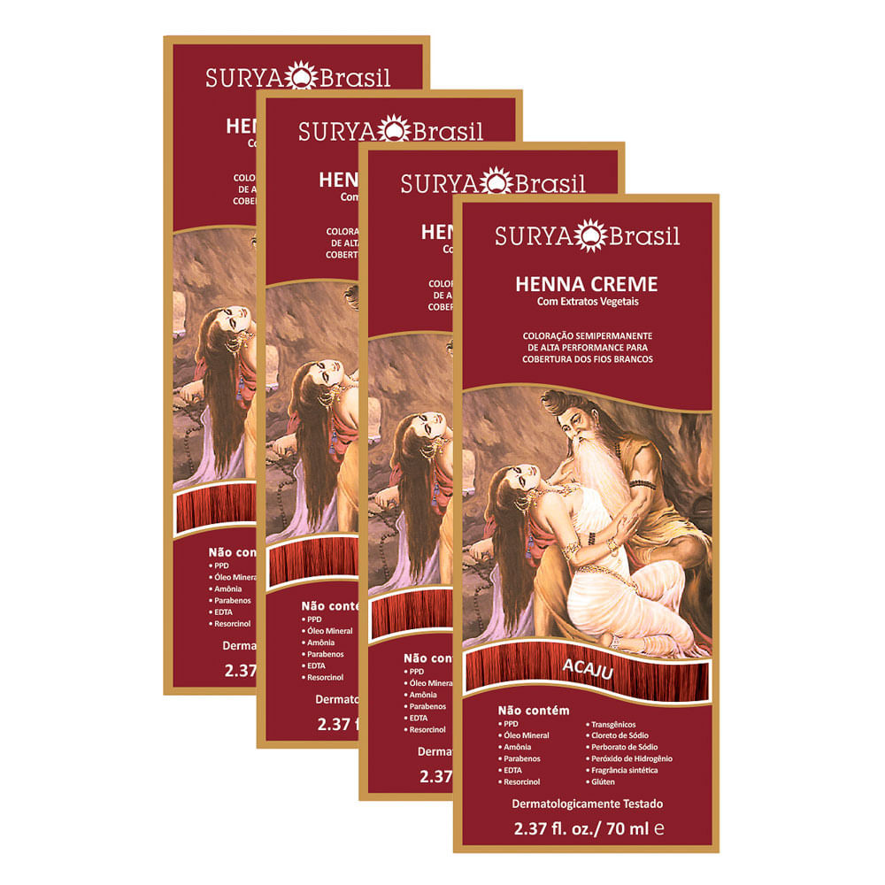 Henna Creme Surya Brasil Acaju | Kit com quatro unidades em Oferta na Shopee