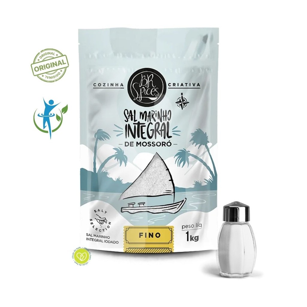 Sal Marinho Integral de Mossoró Fino 1Kg - BrSpices em Oferta na Shopee