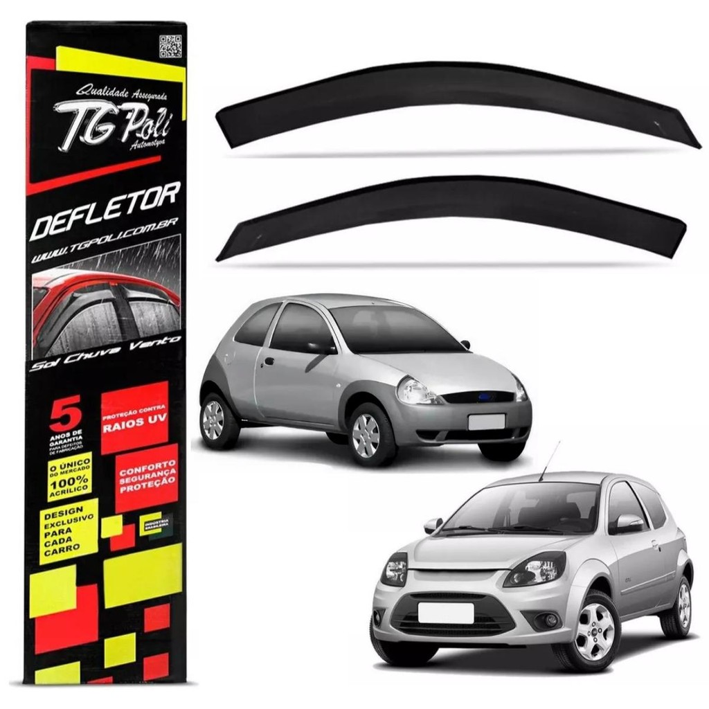 Calha de Chuva Ford Ka 1997 a 2013 4 Portas TG Poli Defletor 2 Portas Protetor Janelas Fumê em Oferta na Shopee