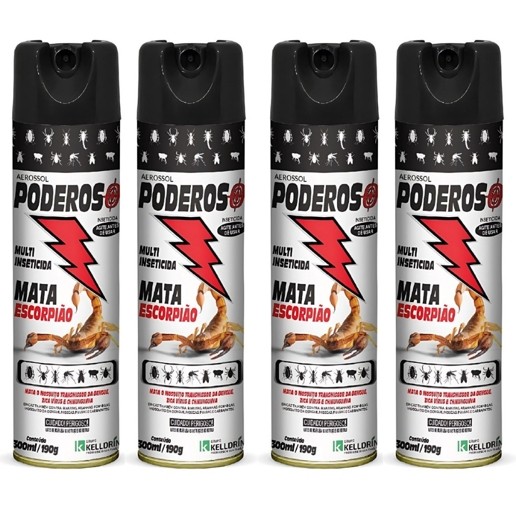 Kit 4 Poderoso Mata Escorpião Carrapatos Mosquitos 300ml - ENVIO IMEDIATO