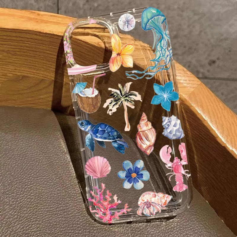 Transparente Tartaruga Lagosta Coco Impressão Caso Para Samsung S25 S23 Ultra S22 Plus S24 S21 S20 FE A15 A54 A55 A35 A5