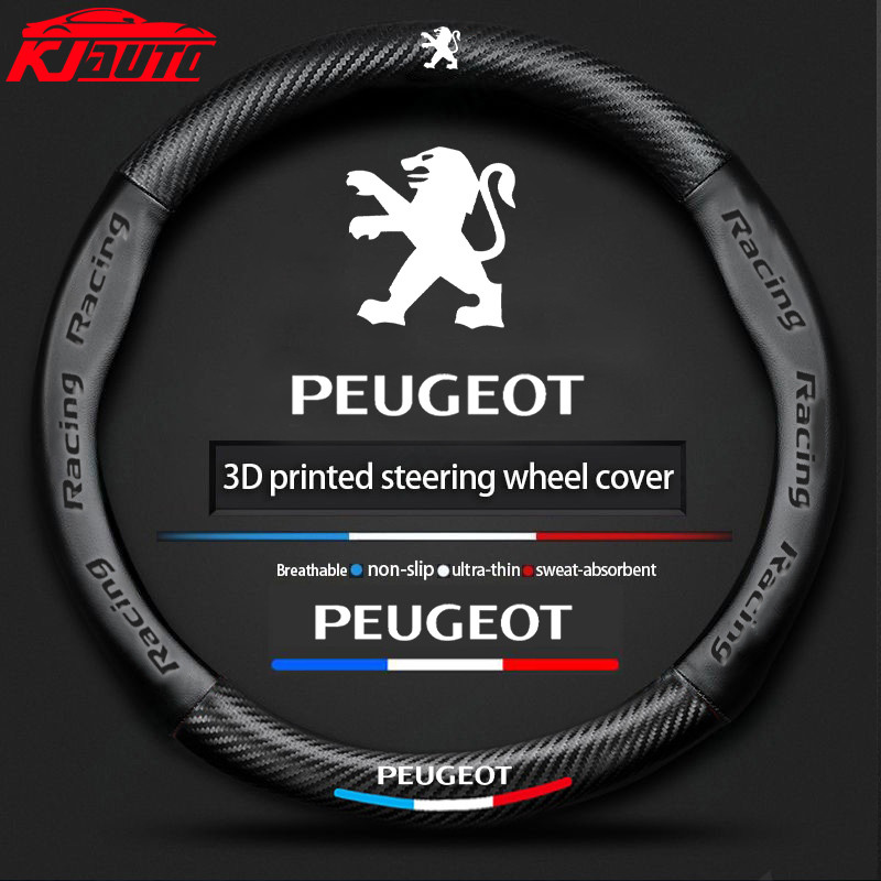 Capa De Volante De Carro De Couro Peugeot Redondo E Tipo D Confortável Antiderrapante Para 308 206 208 3008 508 408 207