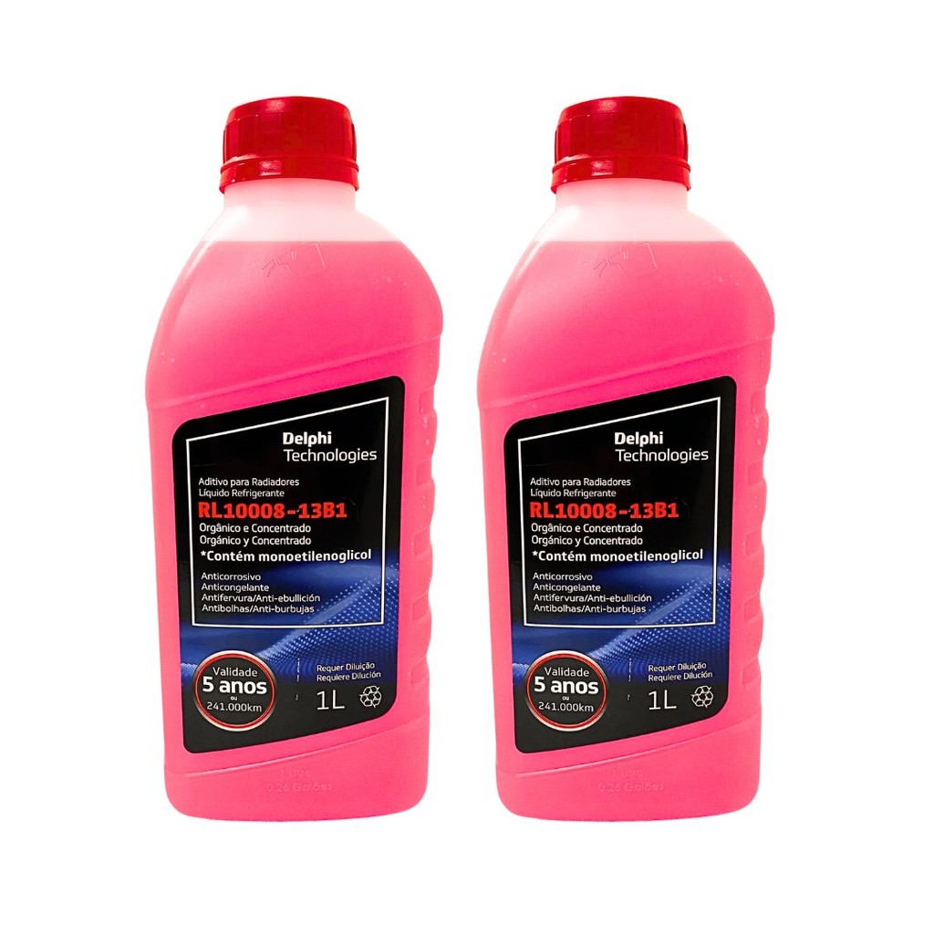 2 Aditivo Radiador Super Concentrado Organico Rosa Delphi 2L