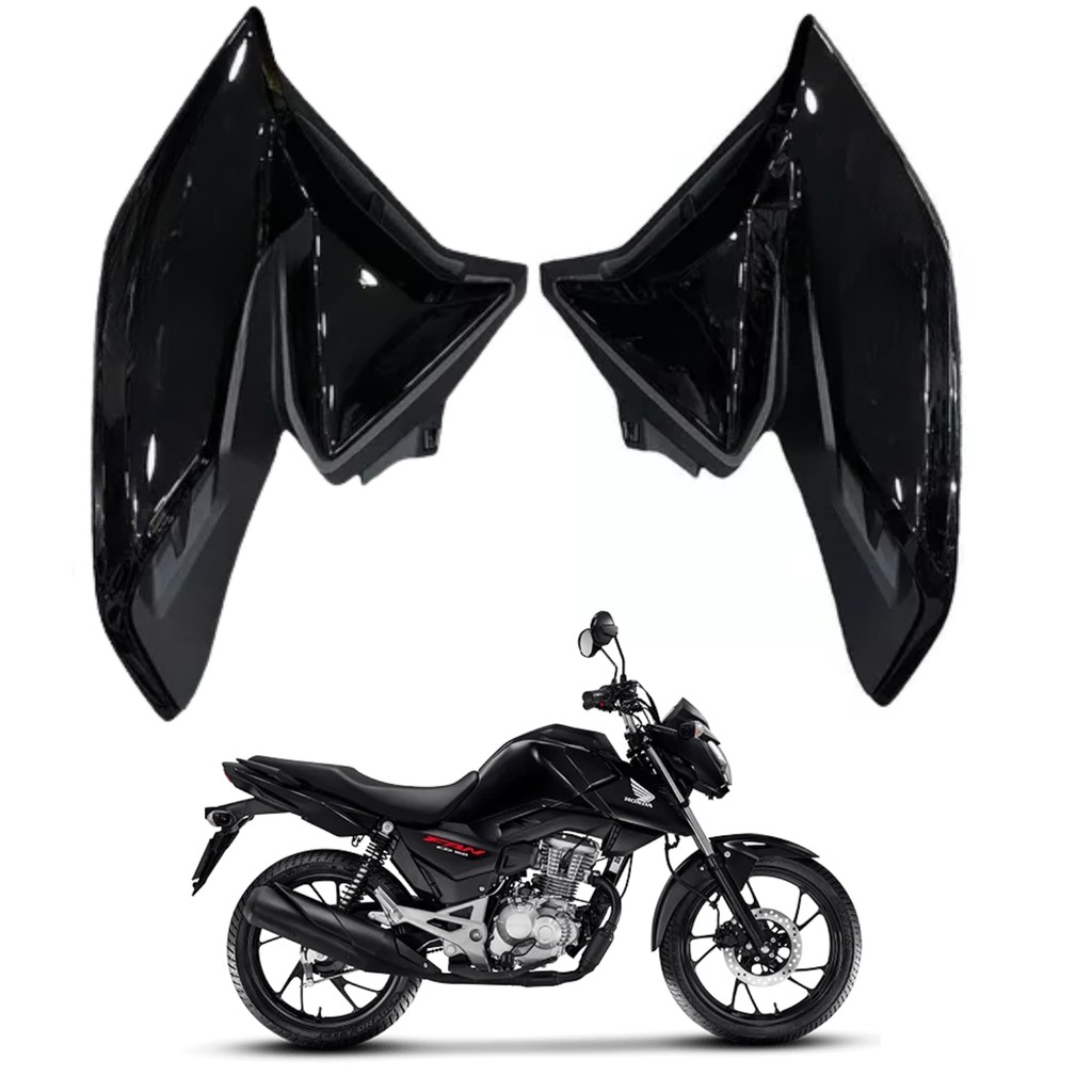 Asa Tanque Aba Aleta Lateral Honda Cg Fan 160 Preto Brilho 2022 2023 2024 PARAMOTOS HONDA