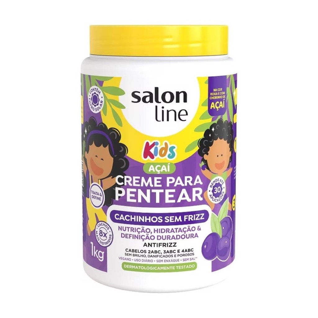 Creme para Pentear Açai Kids Cachinhos Sem Frizz 1kg - Salon Line