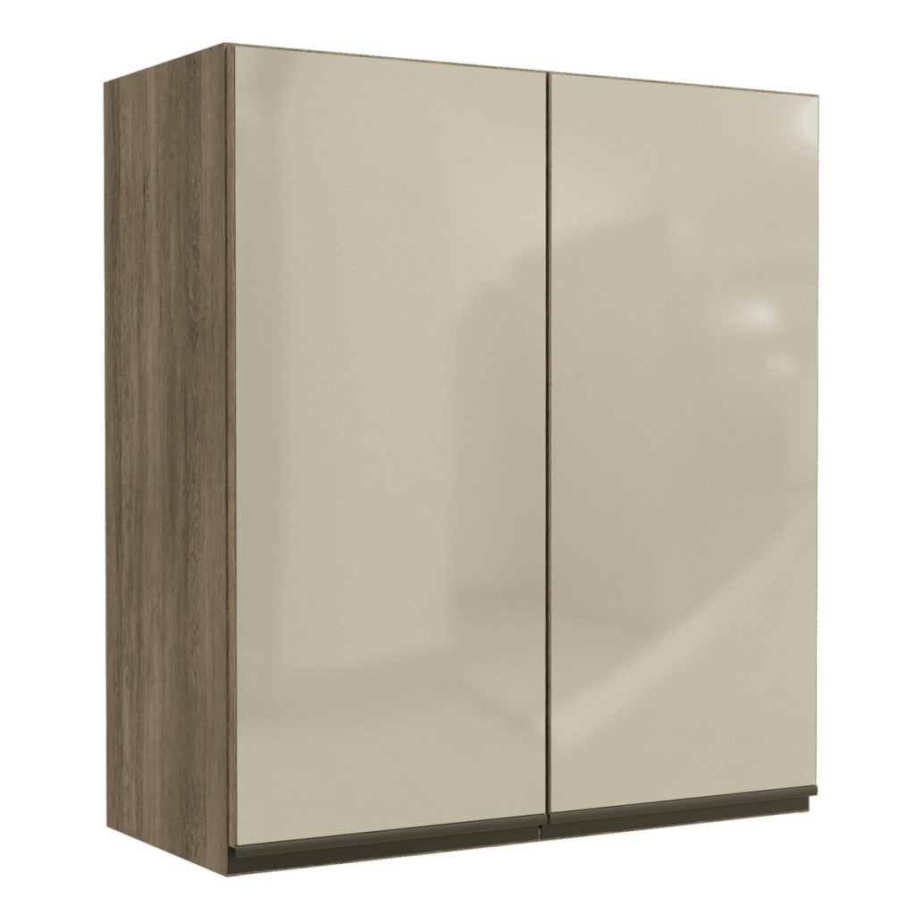 Armário Aéreo Cozinha 80 cm Maxxi 2 Portas com Vidro Nogal - Kappesberg em Oferta na Shopee