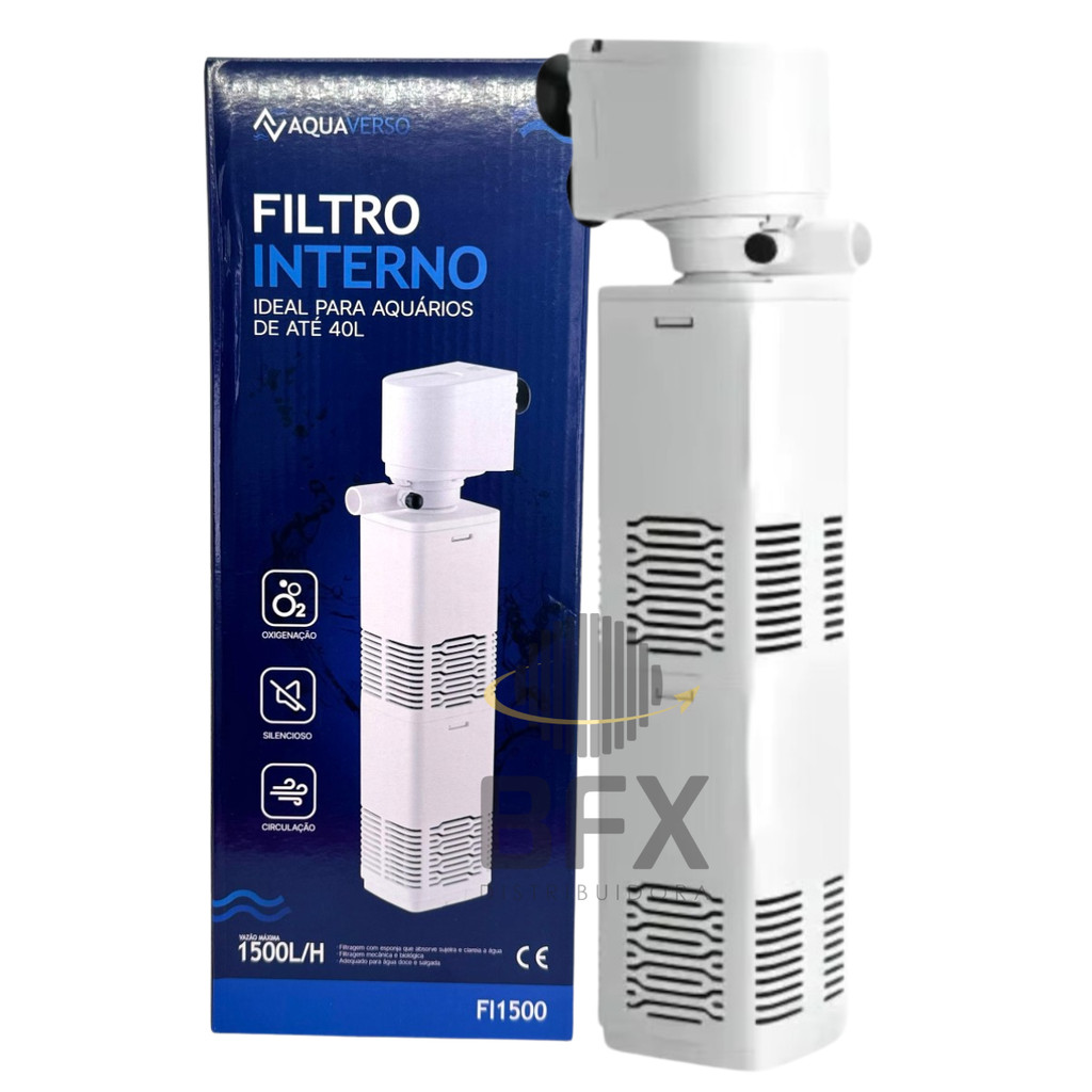 Bomba com Filtro Interno 1500l/h Submerso Aquaverso Original Circulação e Oxigênio Aquario de 150L