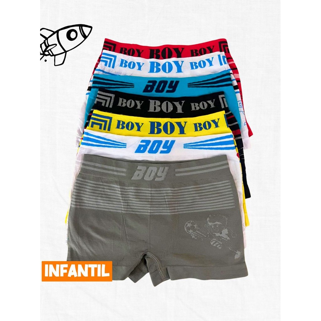 Kit 12 Cuecas Box Boxer Infantil Promoção Juvenil BOY Criança Bebê Masculino Tam 02 a 16 Anos em Oferta na Shopee