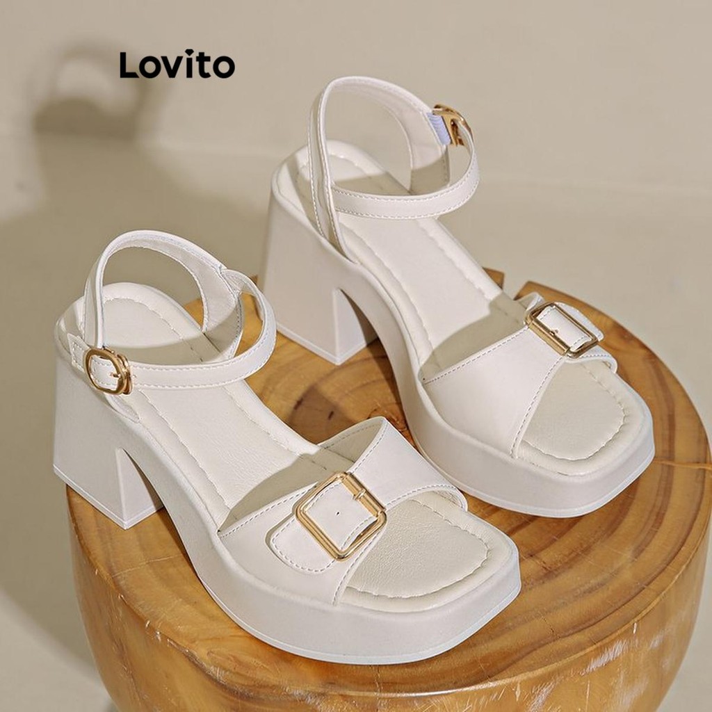 Lovito Sola grossa elegante com plataforma lisa e salto alto para mulheres LFA66325 - Women Shoes