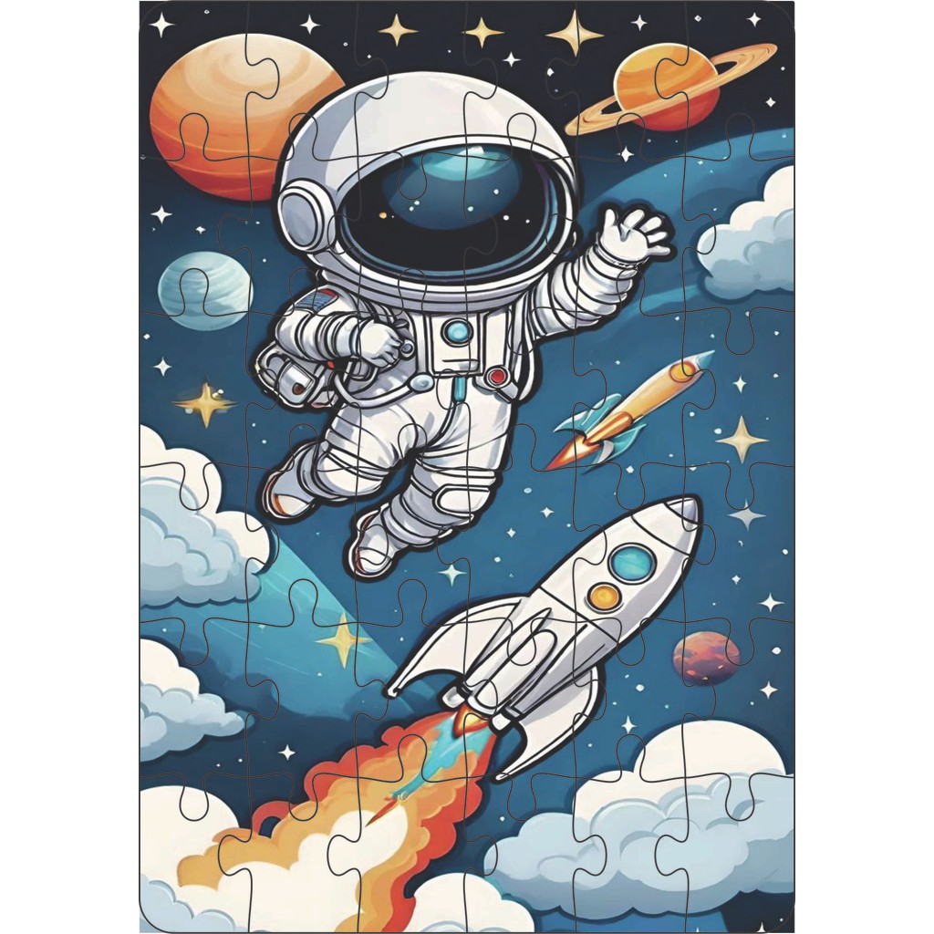 Quebra-Cabeça Jogo Infantil Astronauta 36 Pçs MDF 18x26 em Oferta na Shopee