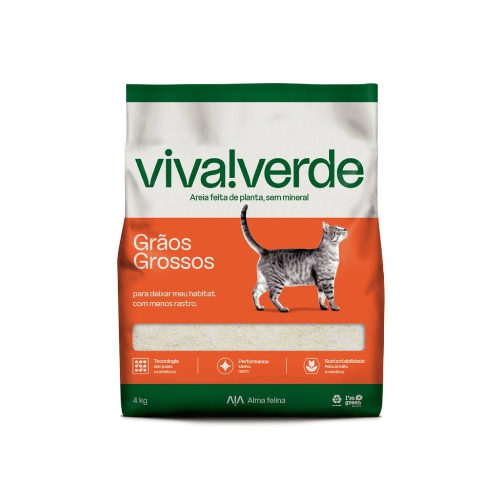 Areia Higiênica Viva Verde Grãos Grossos Gatos 4kg em Oferta na Shopee
