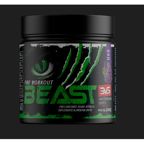 Pré-treino Beast 300g Super Concentrado, Vasodilatação, Recuperação Energética, Aumenta Concentração