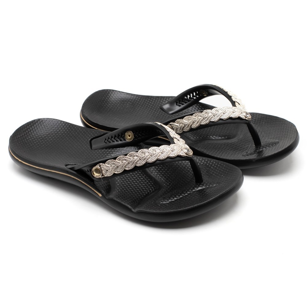 Chinelo Feminino Com Trança Anatômico Ortopédico Leve Antiderrapante Esporão Macio Confortável  Anti Impacto Antiestress