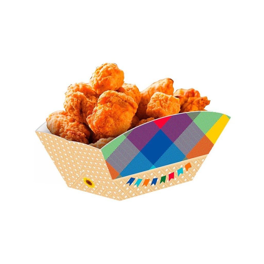 Embalagem Cestinha Food Truck Bandeja Canoa de Festa Junina em Oferta na Shopee