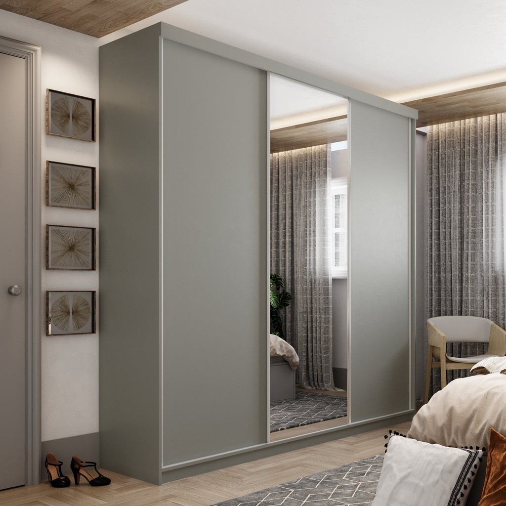 Guarda-roupa Casal 100% Mdf Bp com 3 Portas e 1 Espelho Geneve Urbi - Mom & Baby