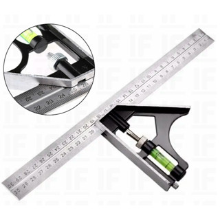 Esquadro Combinado De Aço C/ Régua 45º E 90º 30 Cm Com Nível
