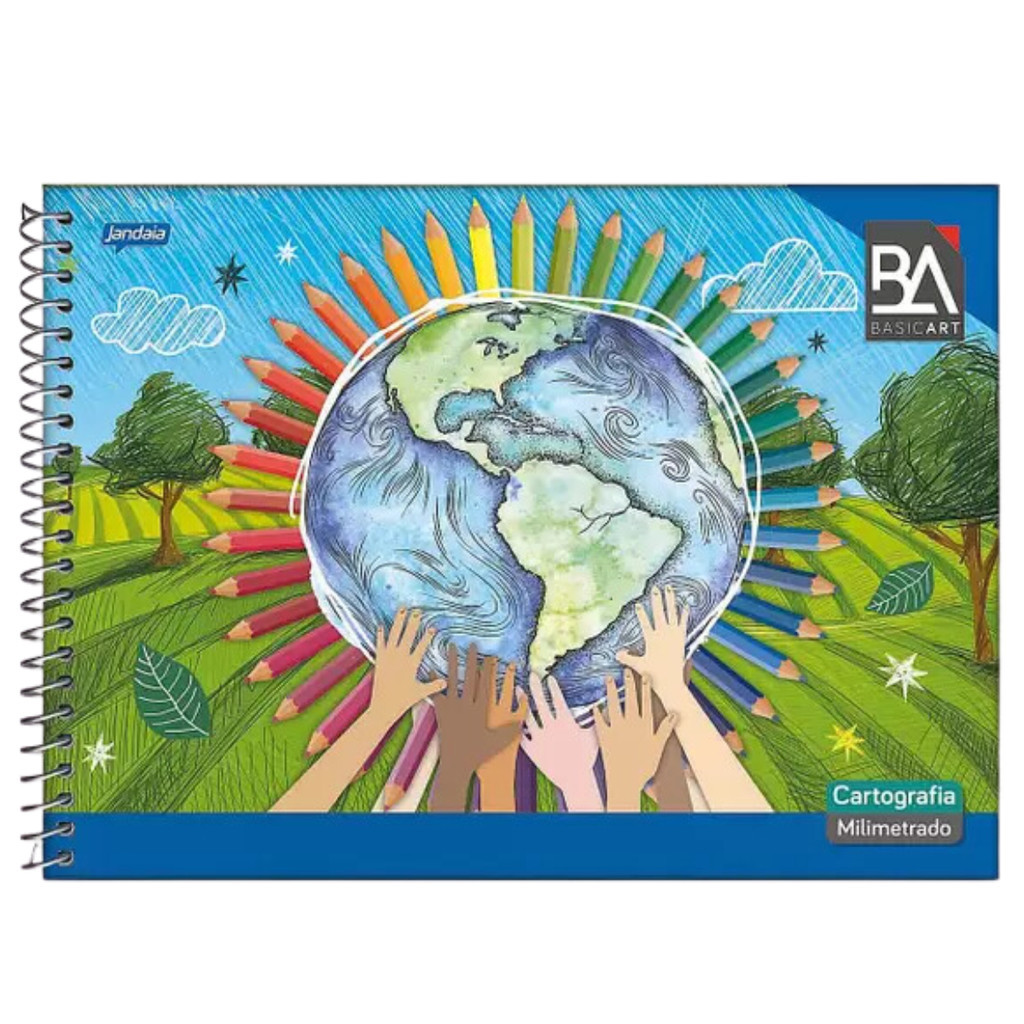 CADERNO CARTOGRAFIA MILIMETRADO 96F CD BASIC ART - JANDAIA