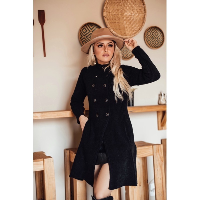 Madri Sobretudo Feminino Tricot Mousse