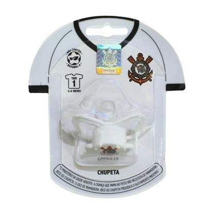 Chupeta Corinthians com Bico Ortodôntico Tamanho 0 a 6 Meses - Kids Gol
