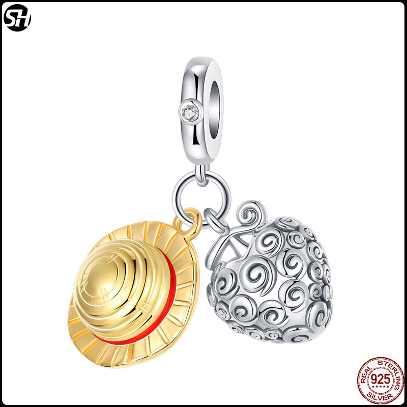 Um Pedido Chapéu De Palha E Goma-Gum Fruit Charms for Original S925 Pandora Bracelet Silver Charm Bead Women Jewelry