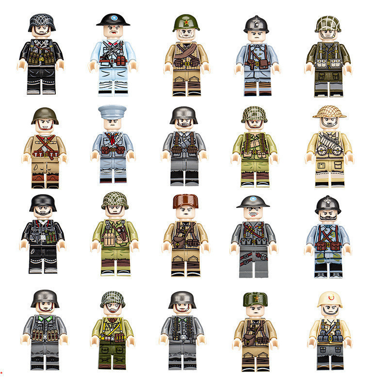 Blocos de Construção Militares Série Minifiguras da Segunda Guerra Mundial Compatível com os blocos de construção de pequenas partículas Lego