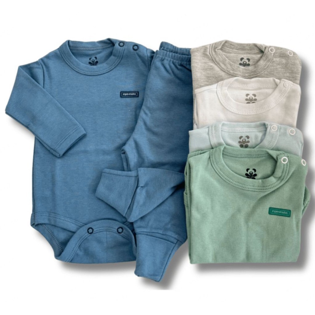 Kit 6 peças - Conjuntos Body e Calça Longo 100% algodão premium sortido