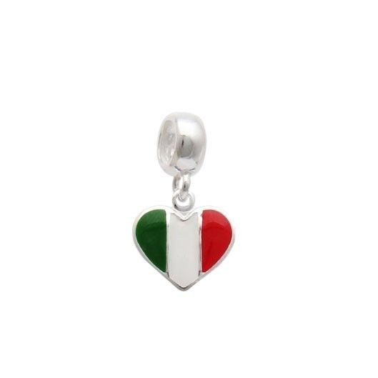 Berloque bandeira Itália em formato de coração prata 925 em Oferta na Shopee