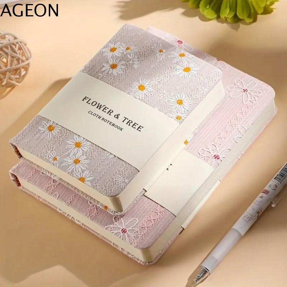 AGEON Daisy Hand Ledger , Capa De Tecido Caderno Floral Elegante , Adorável Alunos Do Livro De Bolso Compacto Morandi De Algodão Encadernação